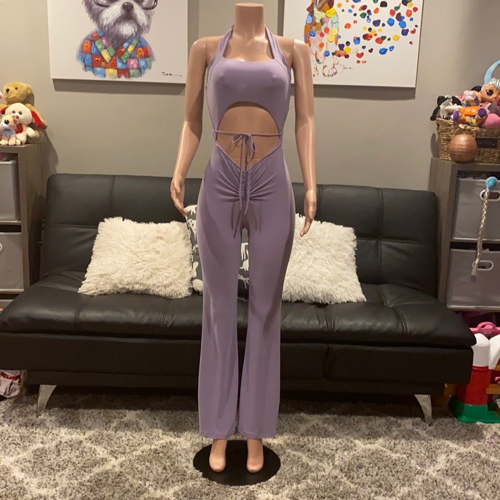 The Seraphina Collection Lavender Jumpsuit NWT Ruched Halter Flare Limited Ed